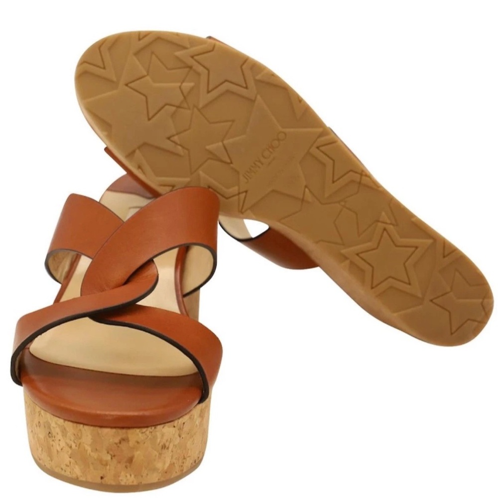 Jimmy Choo Atia Brown Platform Sandals
